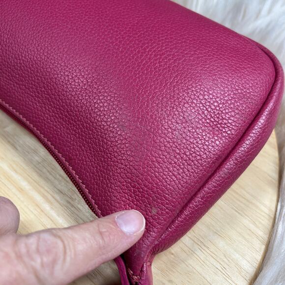 Longchamp Leather Shoulder Bag Iconic Style Women Purse Magenta Equestrian Small - Picture 15 of 16